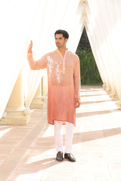 PEACH OMBRE KURTA SET