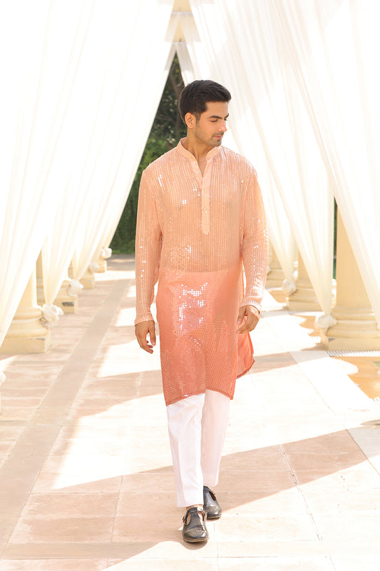 PEACH OMBRE KURTA SET