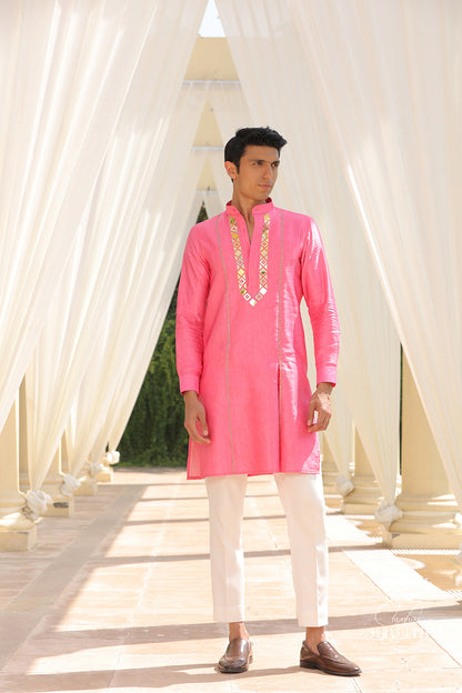 PINK LINEN KURTA