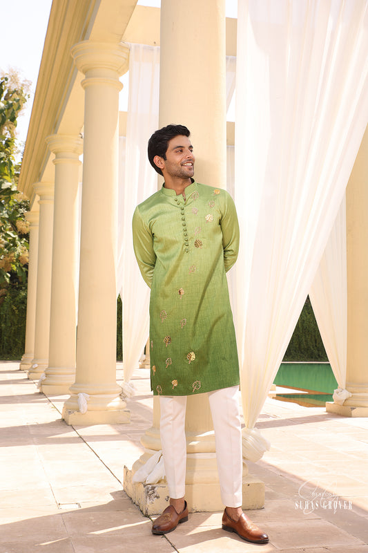 GREEN OMBRE KURTA SET