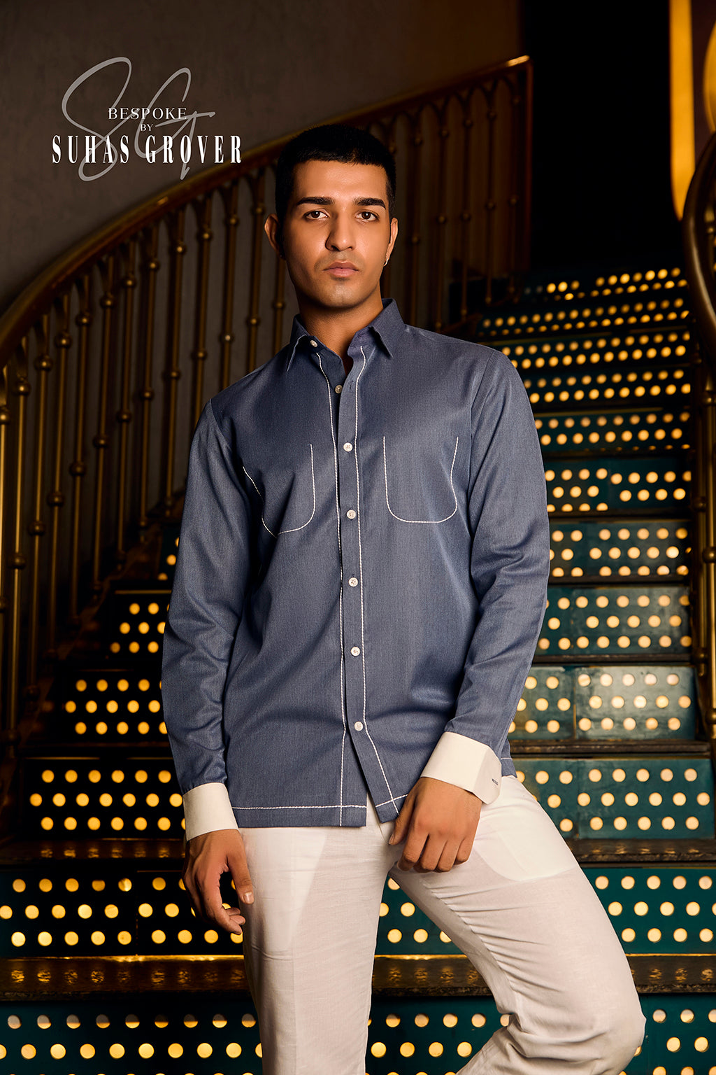 BLUE THREAD WORK SHIRT