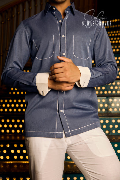 BLUE THREAD WORK SHIRT